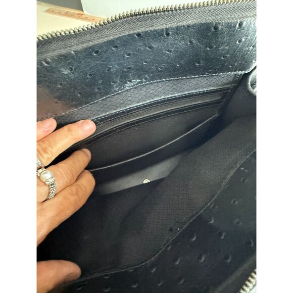 Dooney & Bourke Black Bayou Embossed Leather Dome Satchel Bag Bamboo Handle - Picture 14 of 15